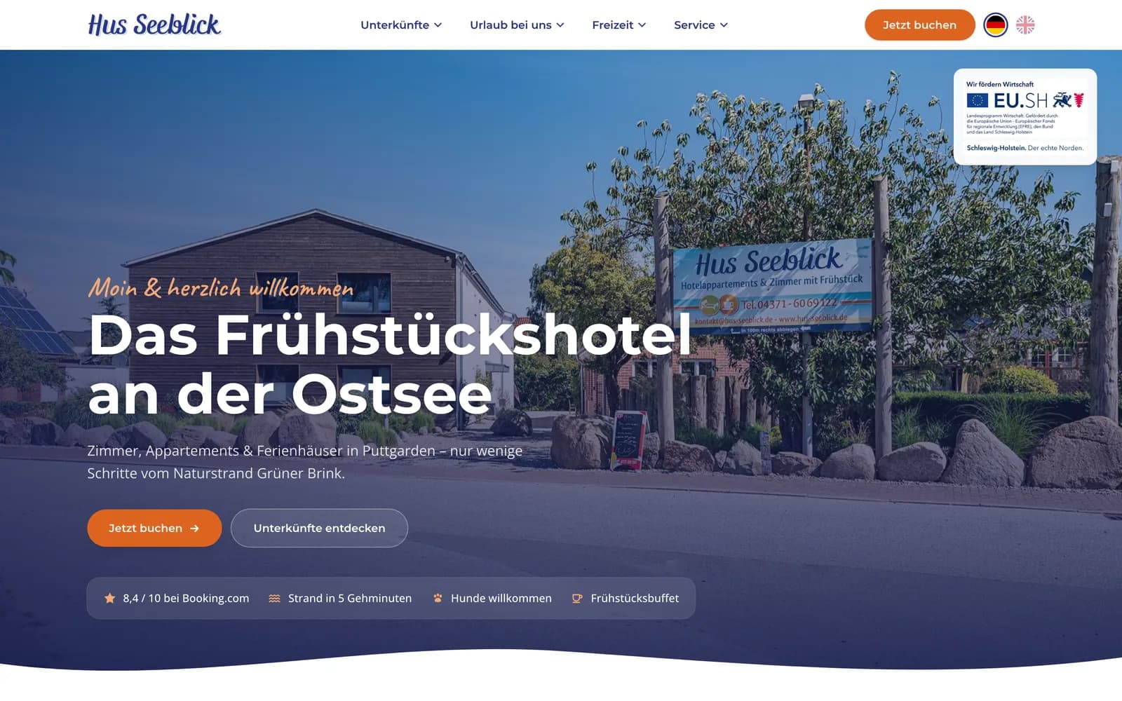 Website von Hus Seeblick auf dem Laptop
