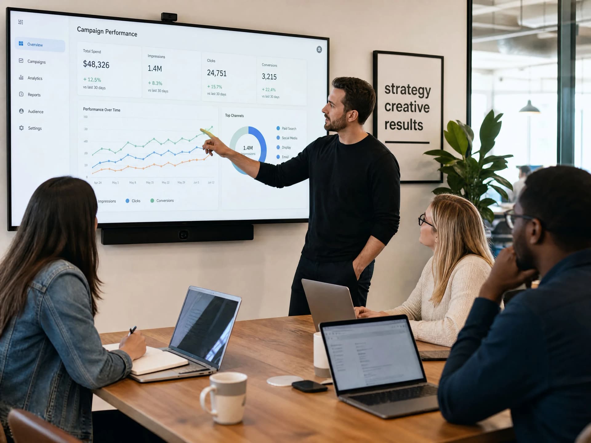 Ein Marketing Team bespricht in einem Meeting ihre Destinationsmarketing-Strategie