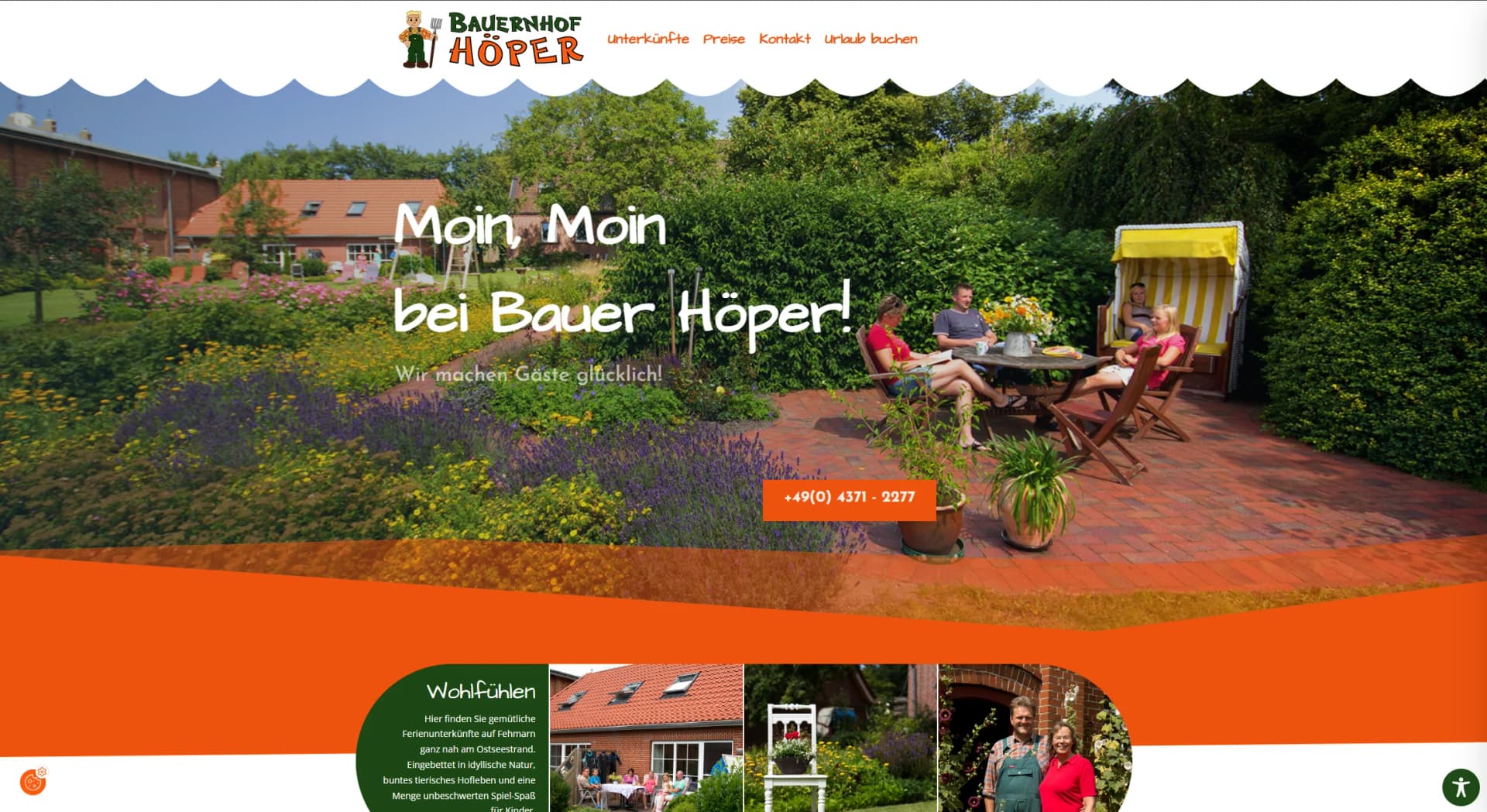Screenshot der Homepage von bauer-hoeper.de: Moin Moin bei Bauer Höper
