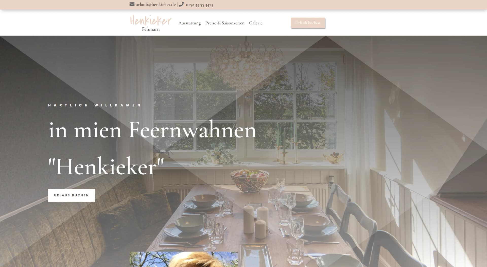 Homepage henkieker.de mit plattdeutscher Begrüßung „in mien Feernwahnen Henkieker"