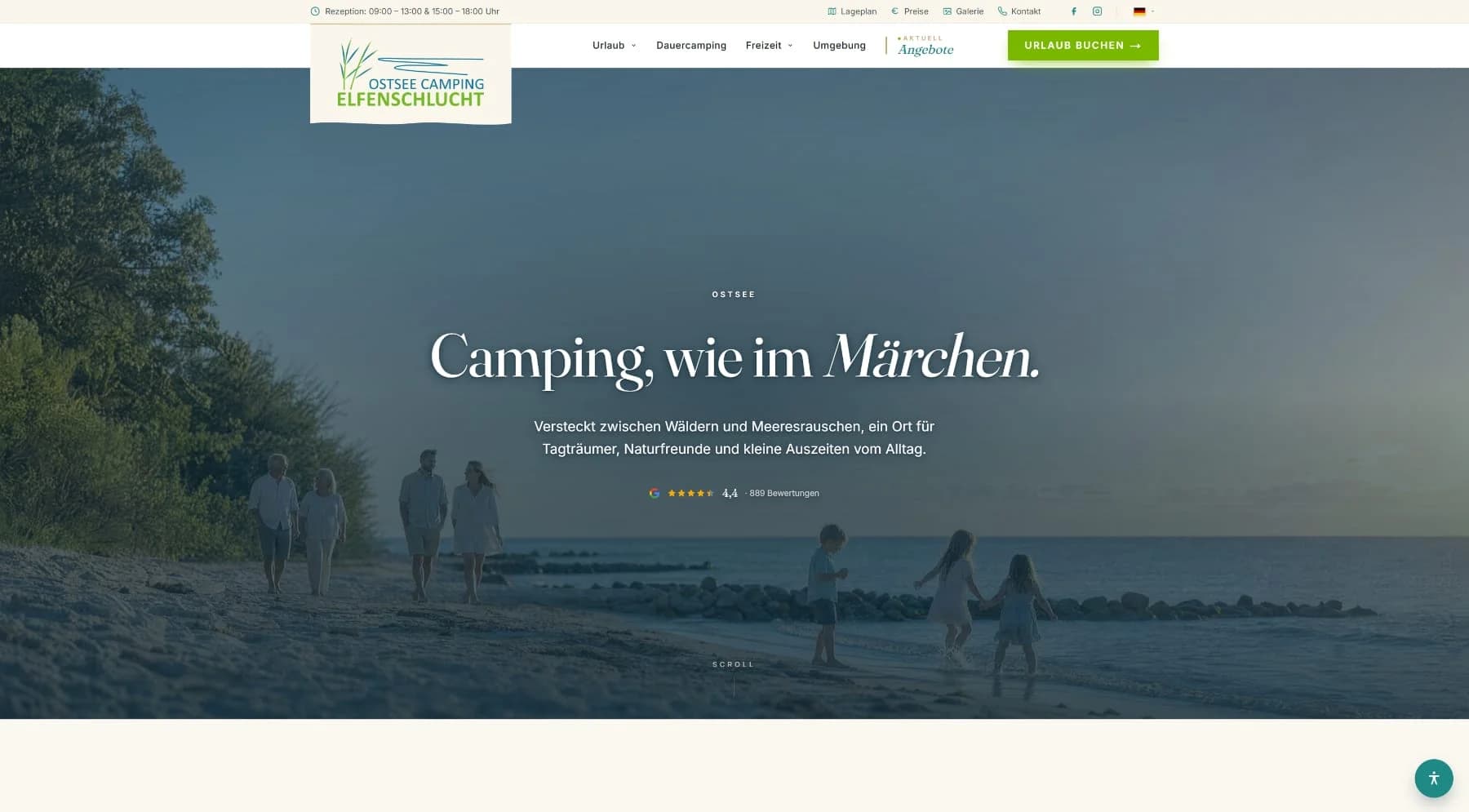 Screenshot der Homepage campingplatz-elfenschlucht.de