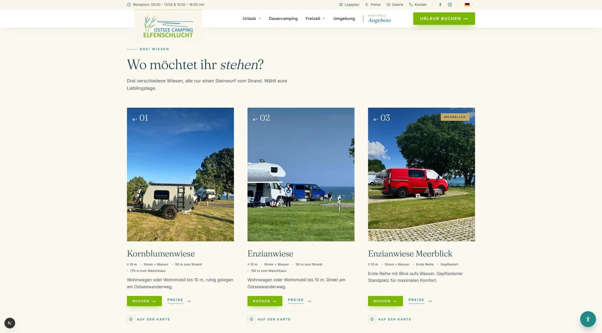 Screenshot aus der neuen Website von campingplatz-elfenschlucht.de